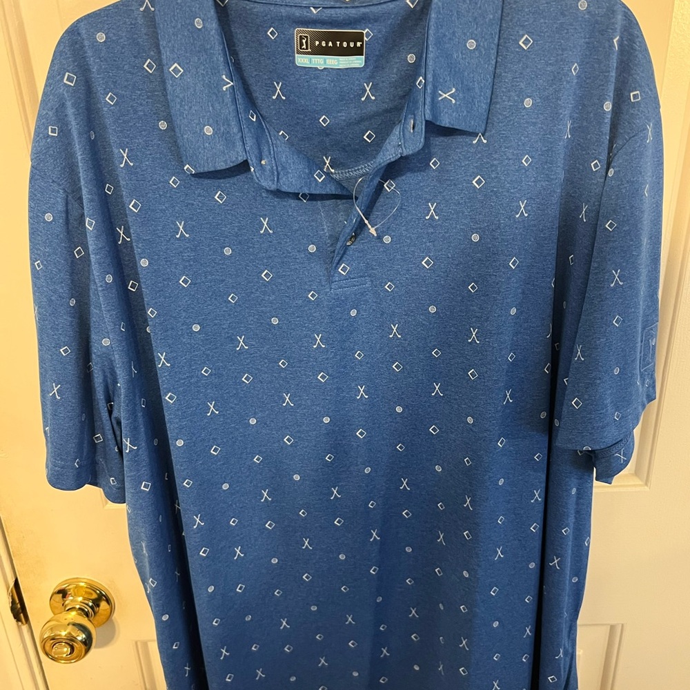 PGA Tour Blue Patterned Men's Polo Shirt